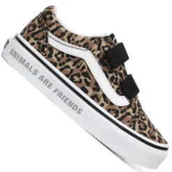 Vans Old Skool Y Strap Sneaker Animal Checkerboard/Leopard/Black Kinder