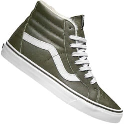 Vans Sk8-Hi Leather Leder-Sneaker Olive Night/True White Damen, Herren
